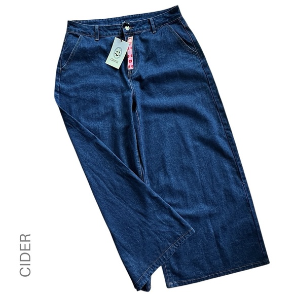 NWT | CIDER WIDE LEG HIGH RISE DARK WASH JEANS | EXTRA LARGE - Picture 1 of 10
